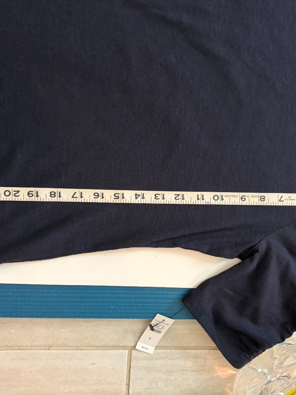 Talbots Ruched Cuff Crewneck T-Shirt Navy Blue - Picture 8 of 8